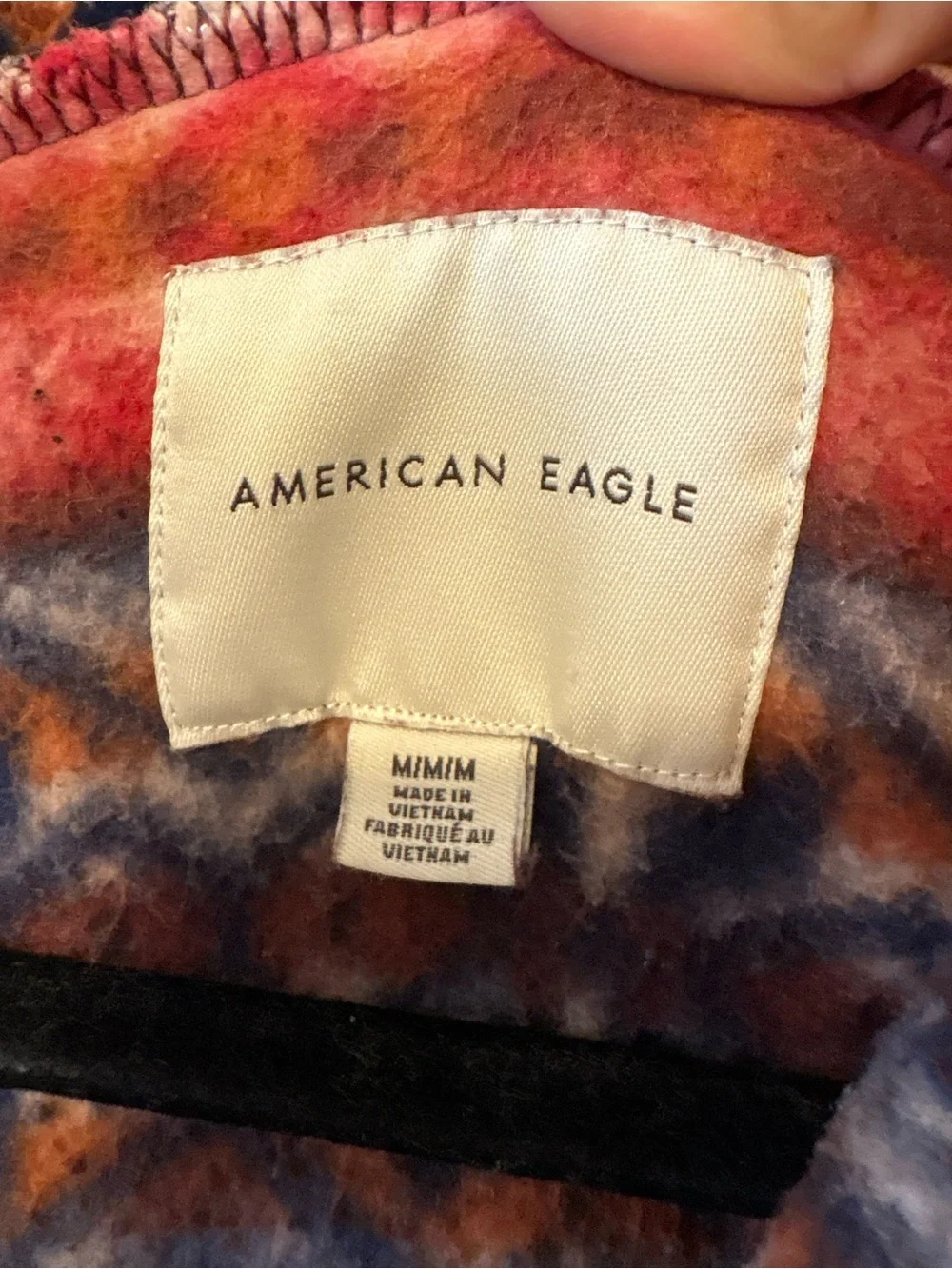 American Eagle Outfitters Red and Navy Patterned Quarter-Zip Sweater